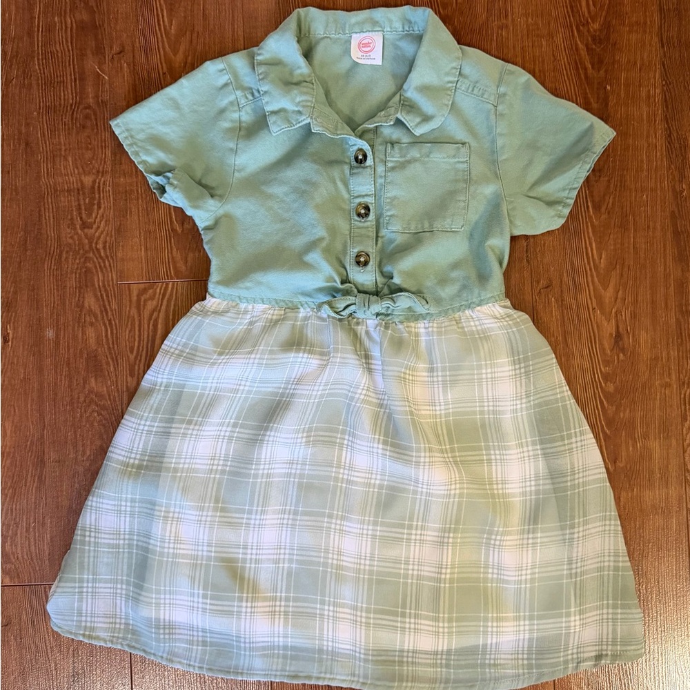 Girl’s Wonder Nation Green Plaid Bottom Dress - Size XS (4-5)